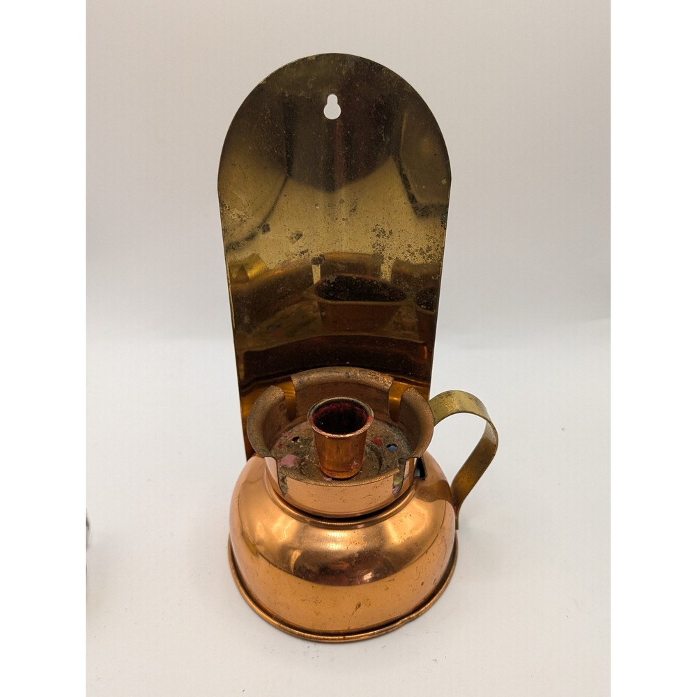 Vintage Coppercraft Guild Copper Brass Wall Sconce Candle‎ Holder Taunton Mass